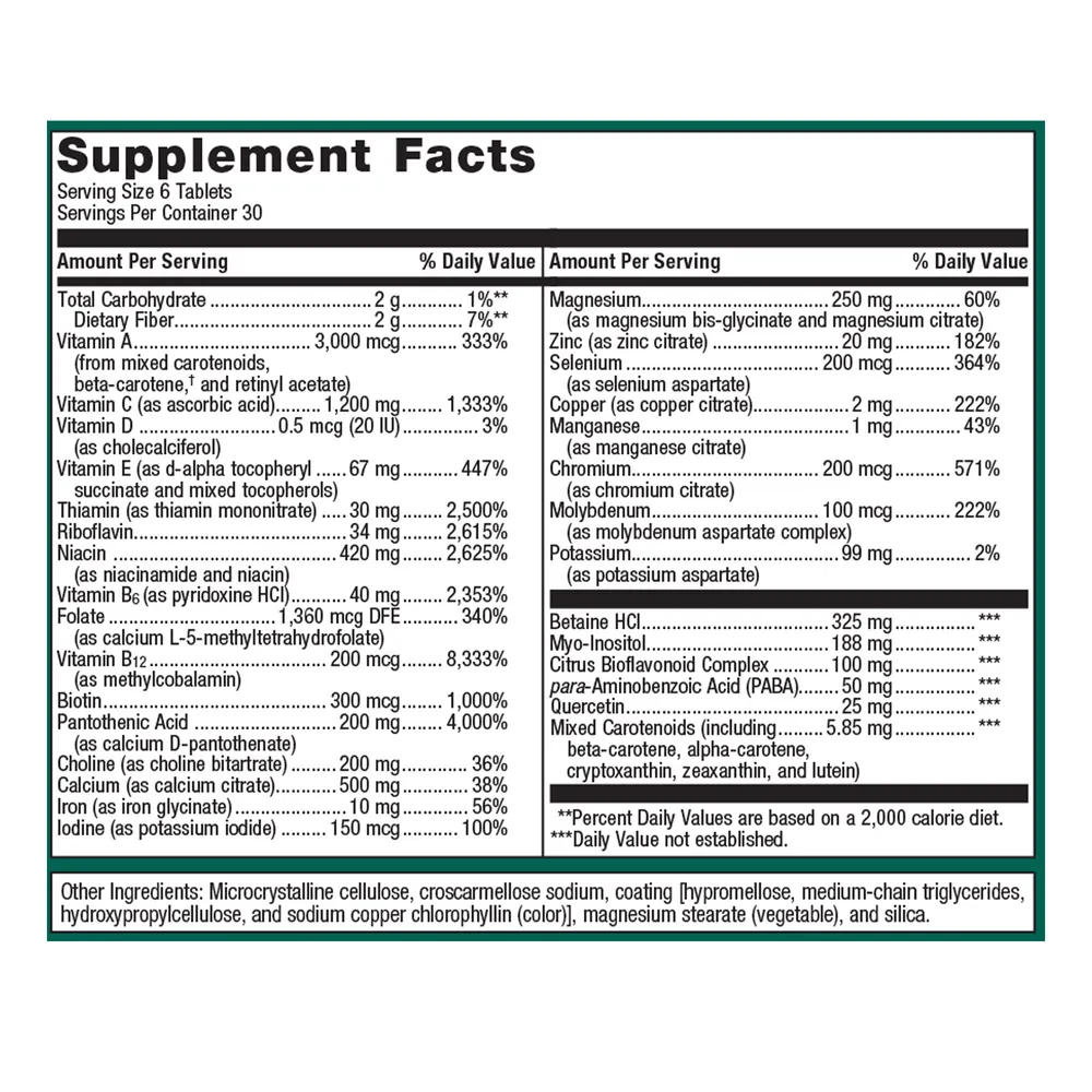 Multigenics Multivitamin with Iron 180 Tablets by Metagenics