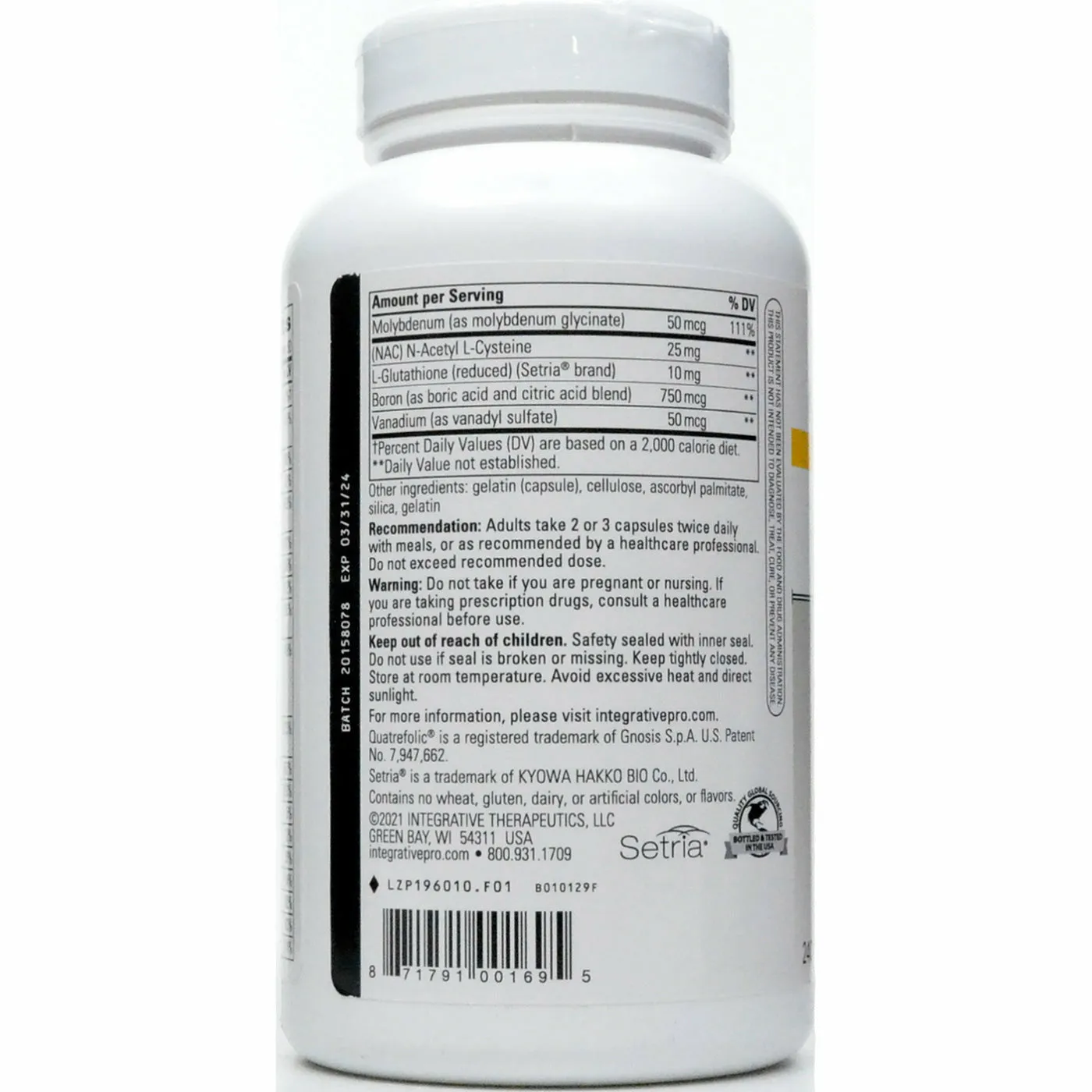 Multiplex-1 without Iron 240 caps by Integrative Therapeutics