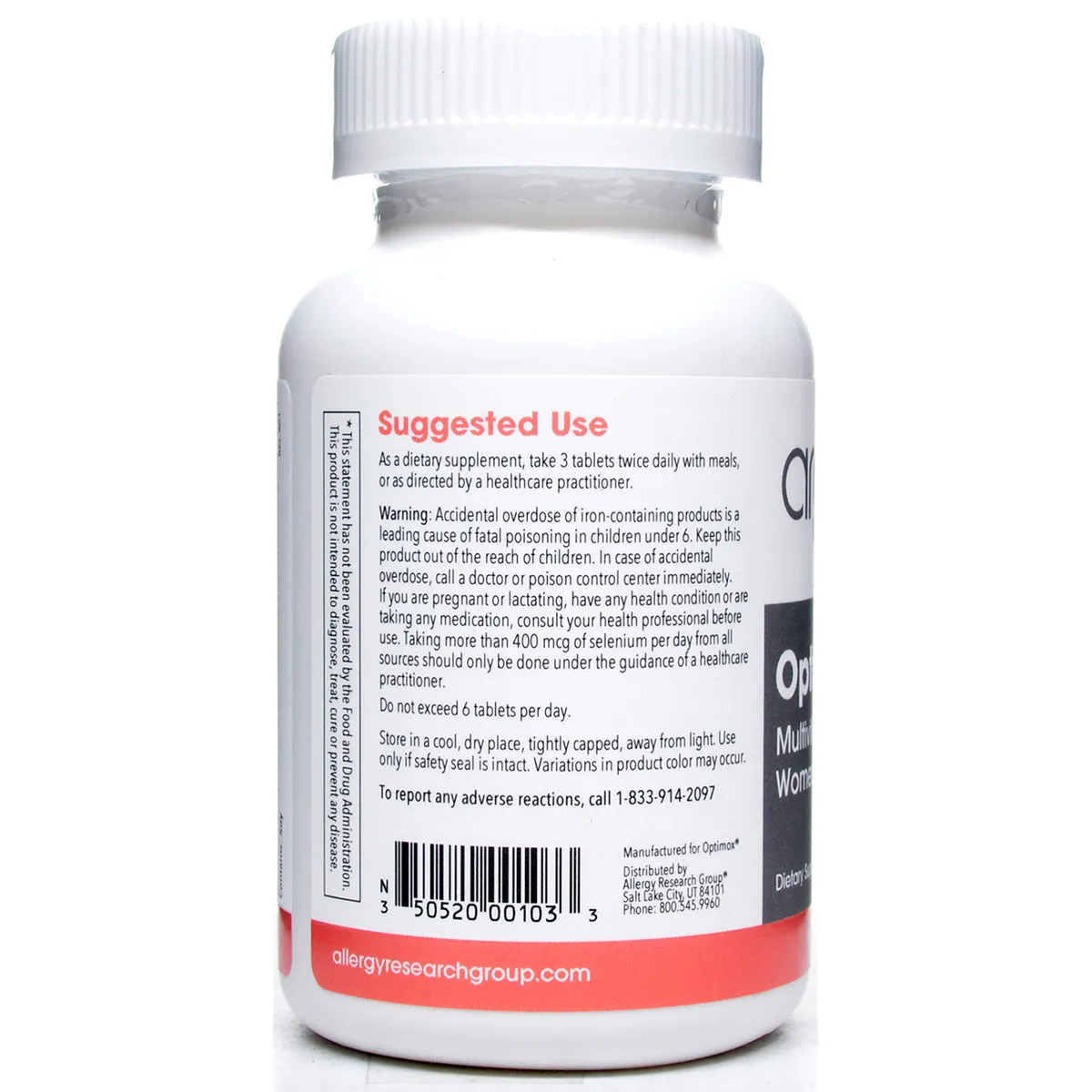 Optivite P.M.T. 180 tabs by Allergy Research Group (formerly Optimox)