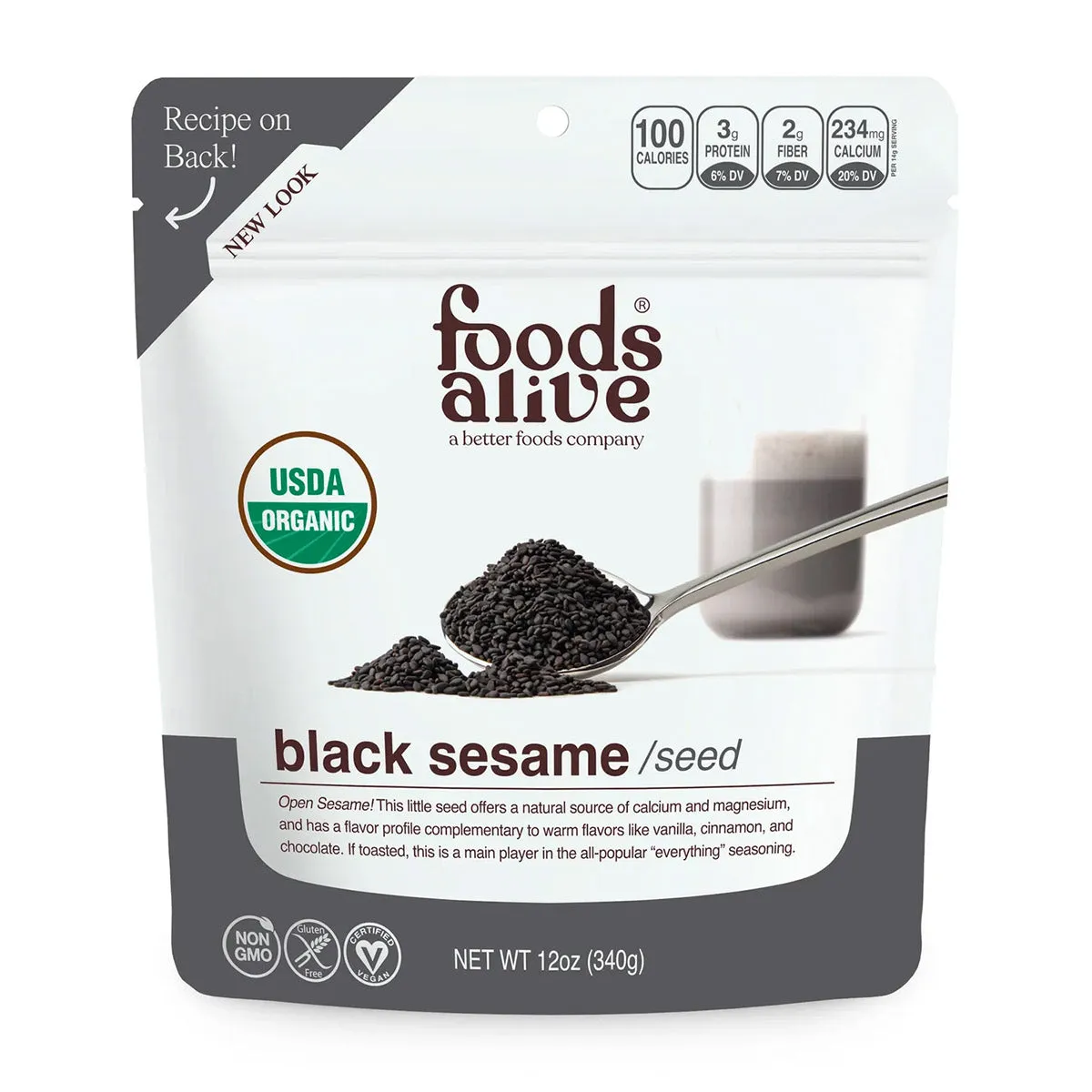 Organic Black Sesame Seeds 12 oz by Foods Alive