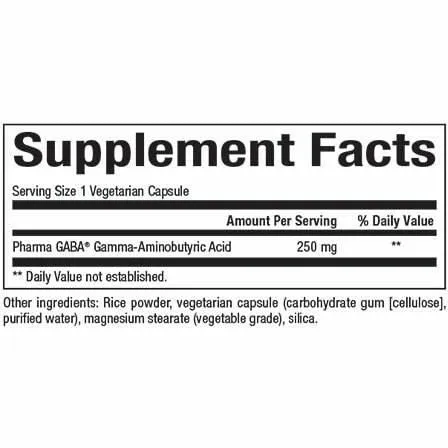 Pharma Gaba 250 mg 60 vegcaps By Natural Factors