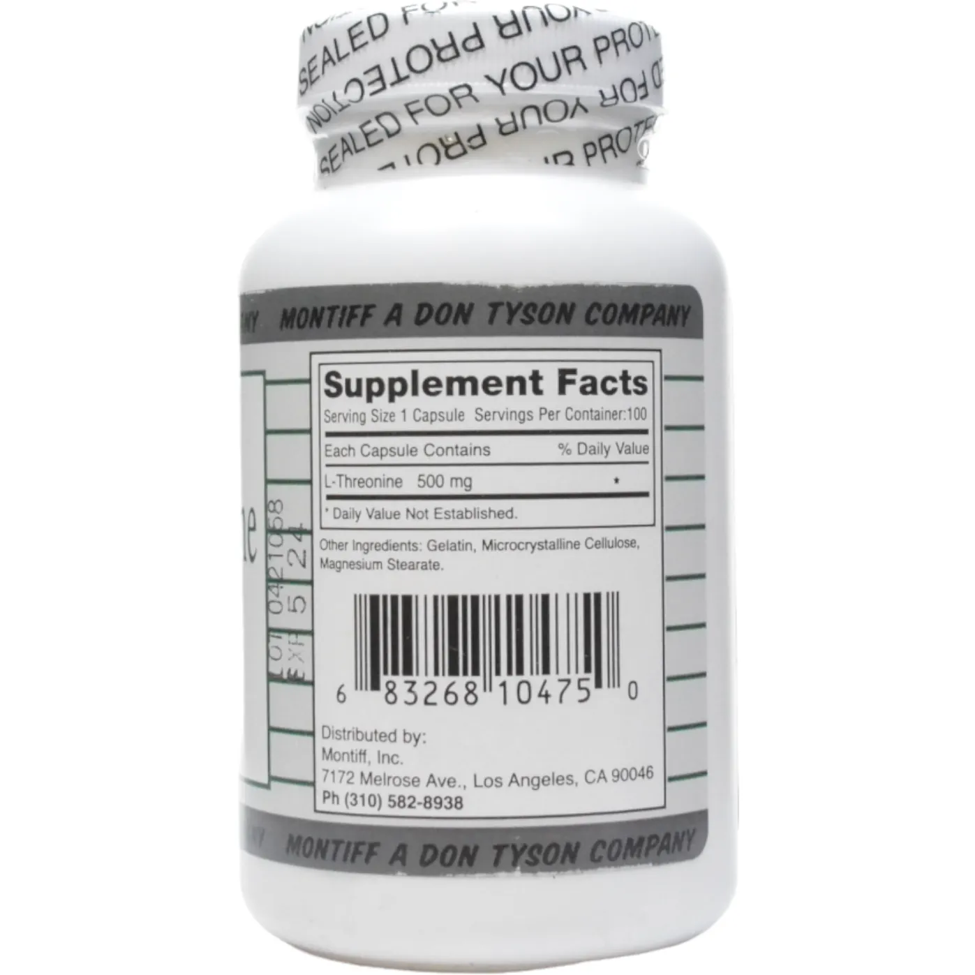Pure L-Threonine 500 mg 100 caps by Montiff