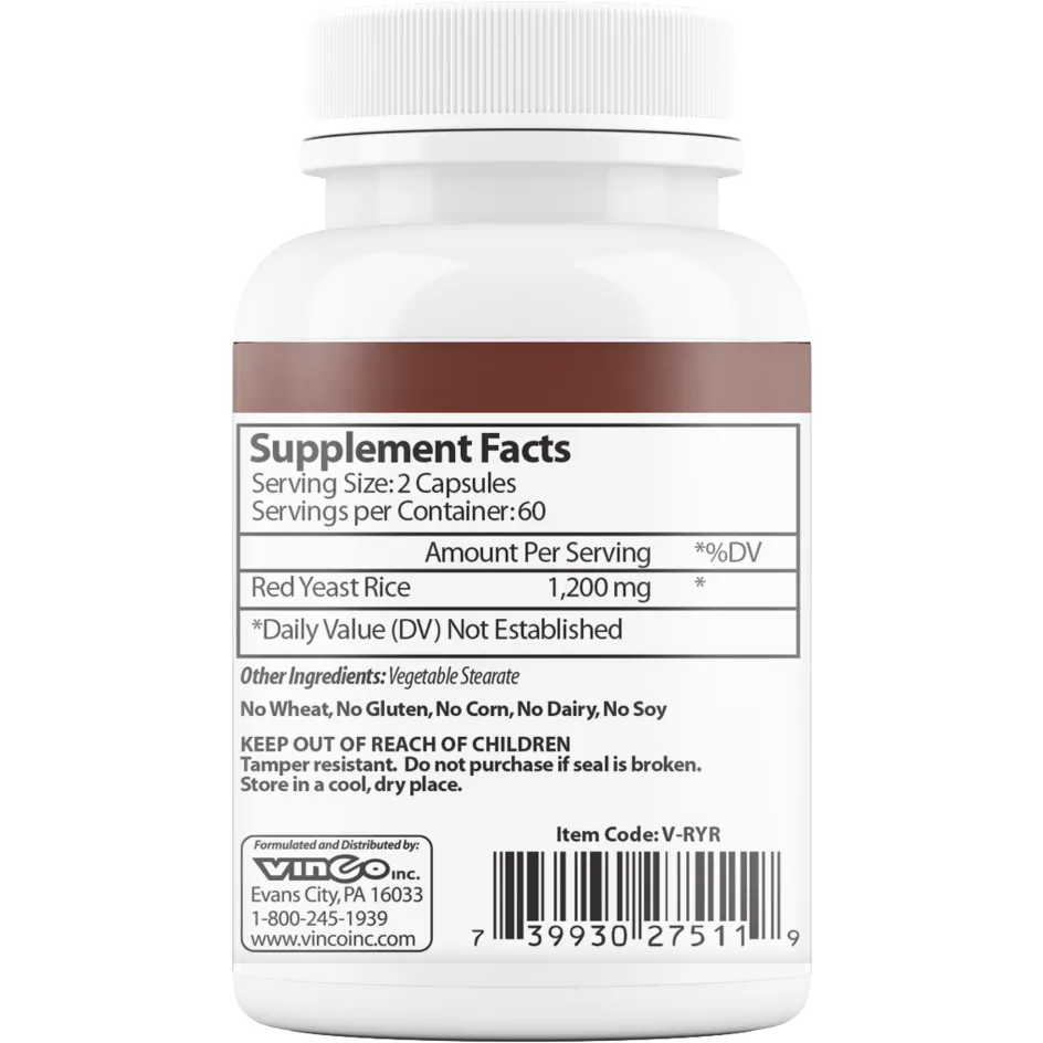 Red Yeast Rice 600 mg 120 caps by Vinco