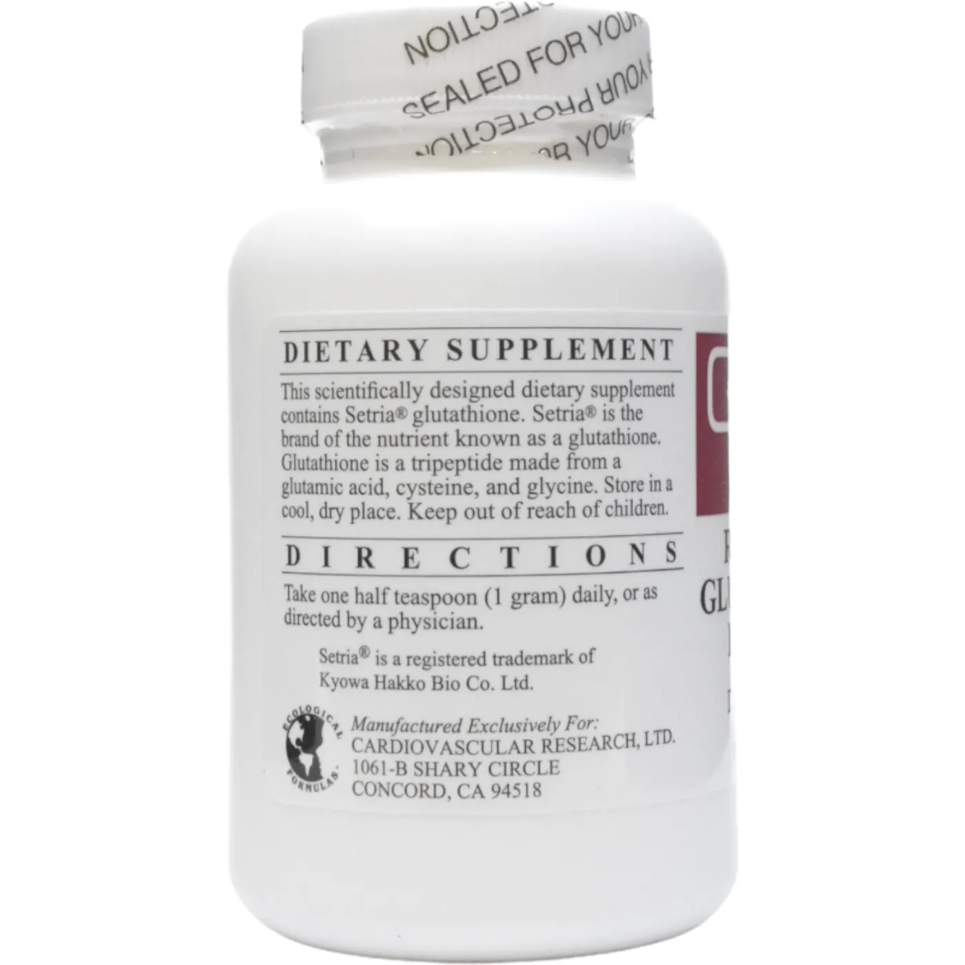 Reduced Glutathione Powder 50 g by Ecological Formulas
