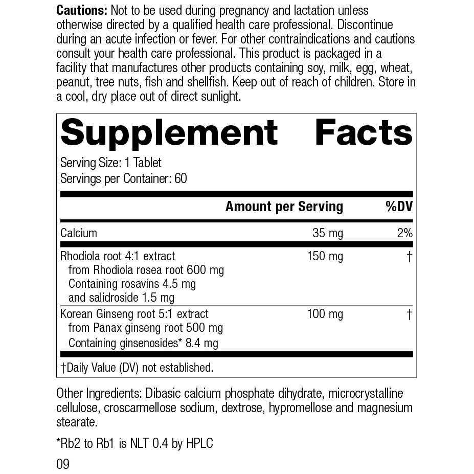 Rhodiola & Ginseng Complex. 60 Tablets