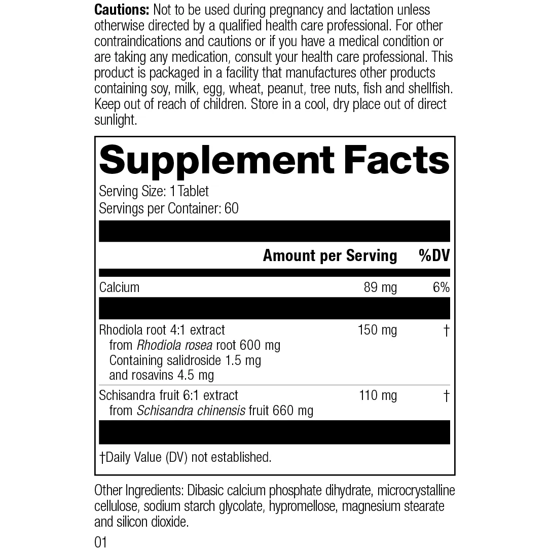 Rhodiola & Schisandra. 60 Tablets