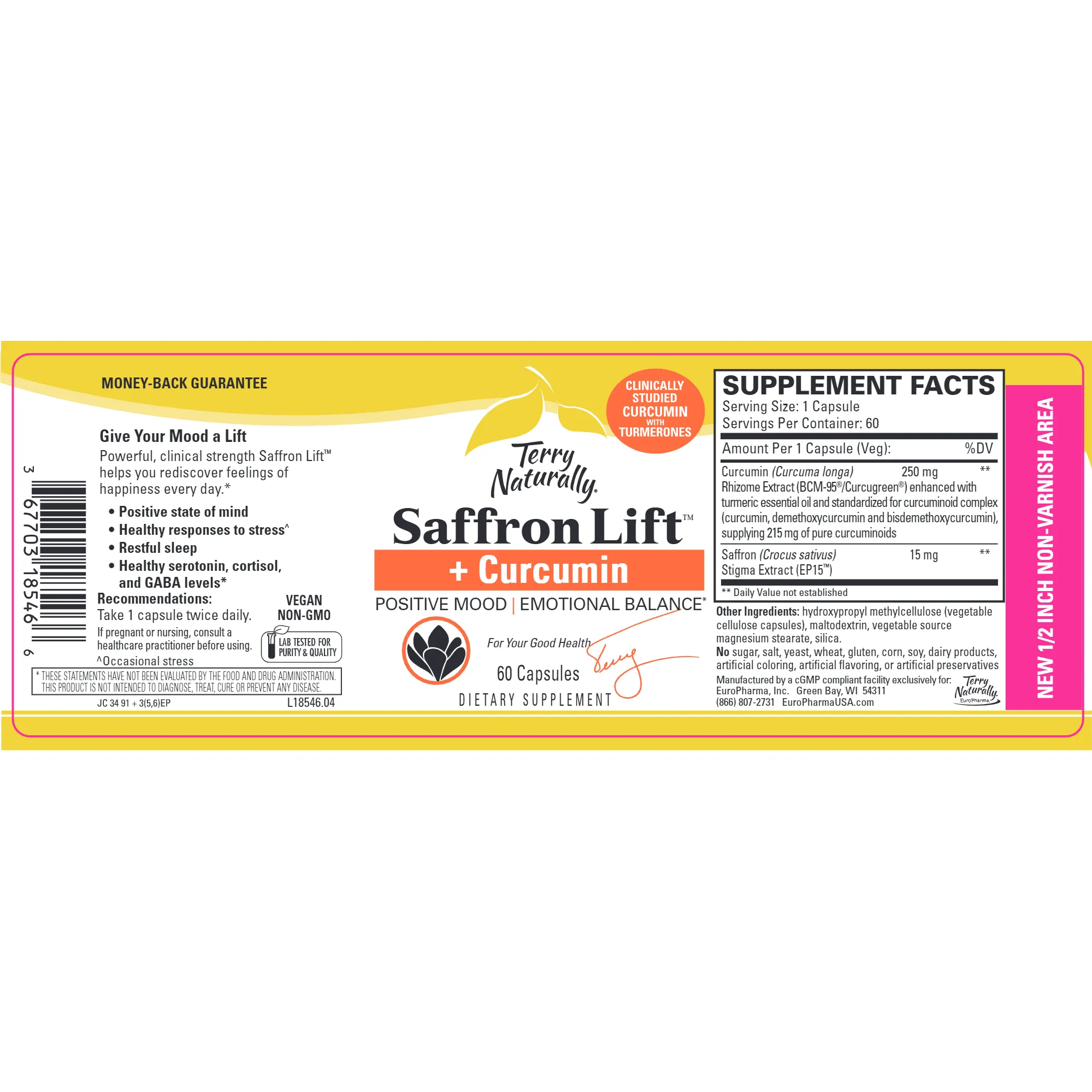 Saffron Lift   Curcumin 60 caps by Terry Naturally