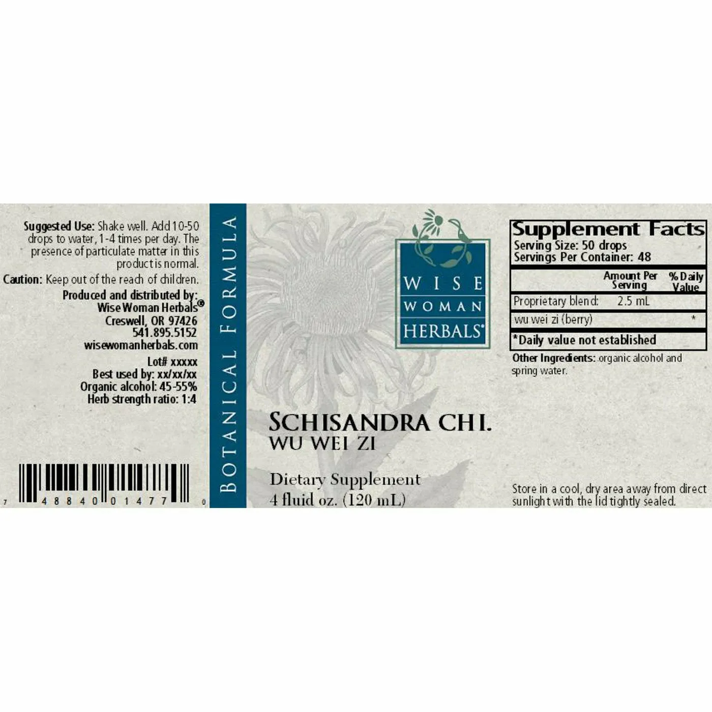 Schisandra. wu wei zi 4 oz by Wise Woman Herbals