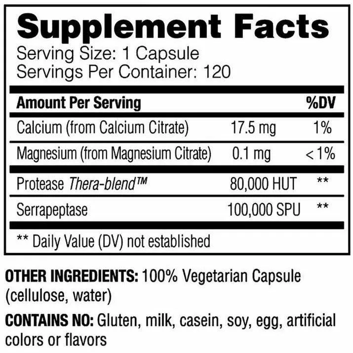 Serrapeptase Pro 120 caps By Enzyme Science