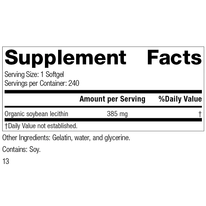 Soybean Lecithin. 240 Softgels