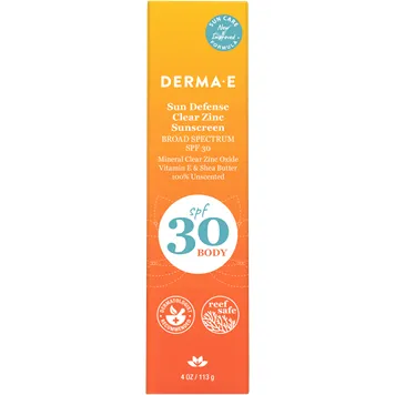 Sun Defense Clear Zinc SPF30 Body 4 oz by DermaE Natural Bodycare