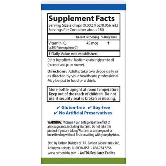 Super Daily K2 45 mcg 10.16 mL by Carlson Labs