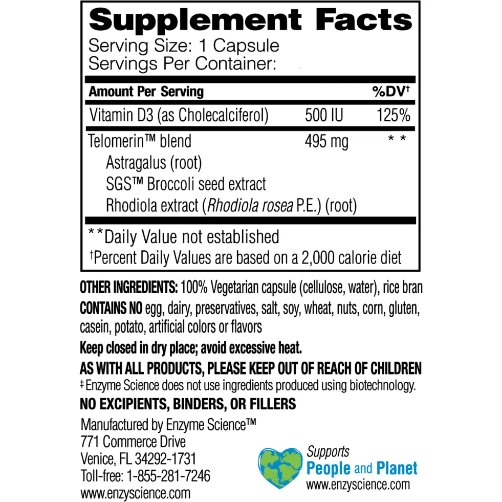 Telomere Pro 30 Capsules By Enzyme Science