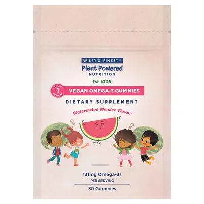 Vegan Omega 3 Kids Gummies Watermelon 30 chews by Wiley's Finest