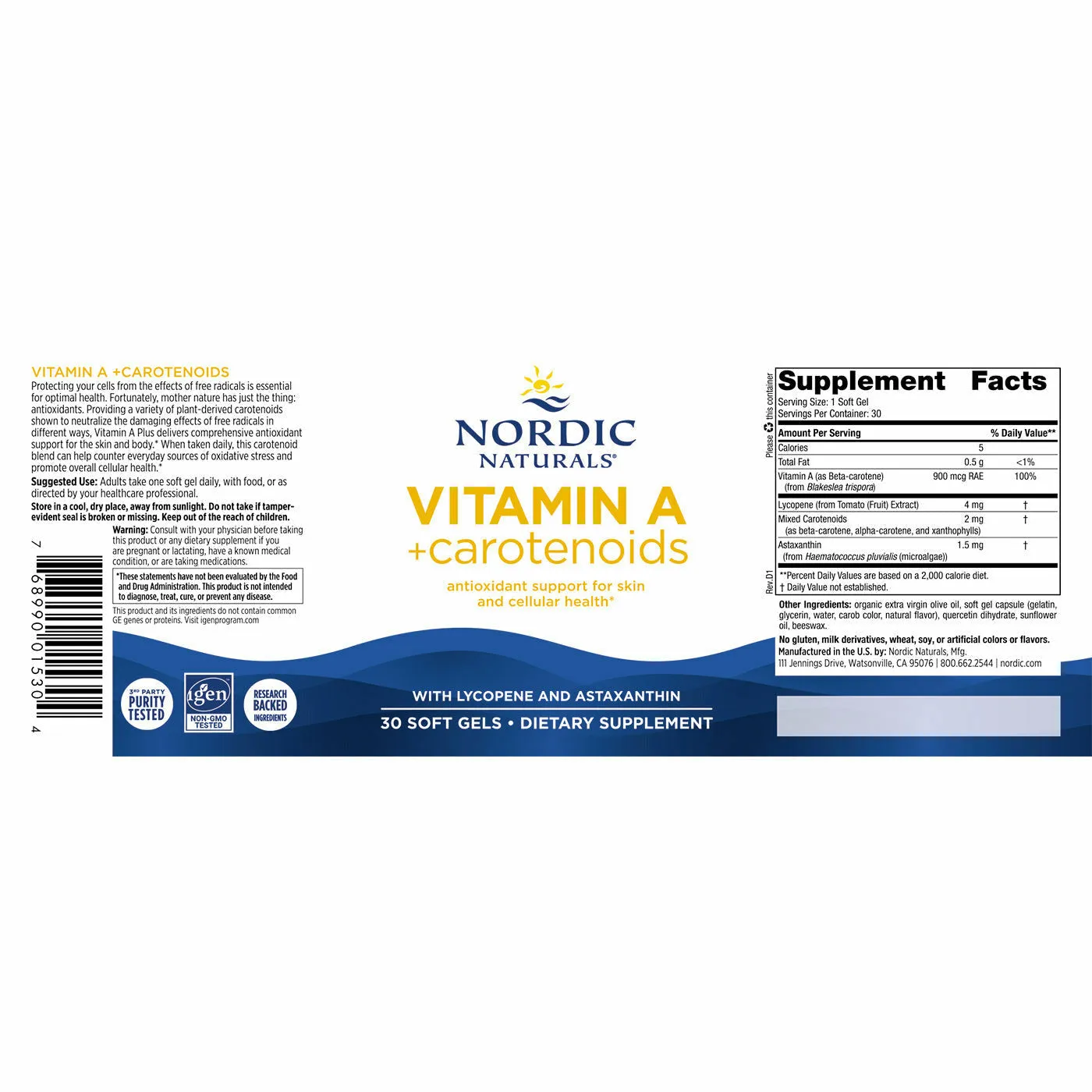 Vitamin A   Carotenoids 30 softgels by Nordic Naturals