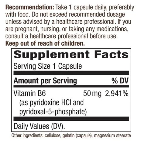 Vitamin B6 50 mg 100 caps by Nature's Way