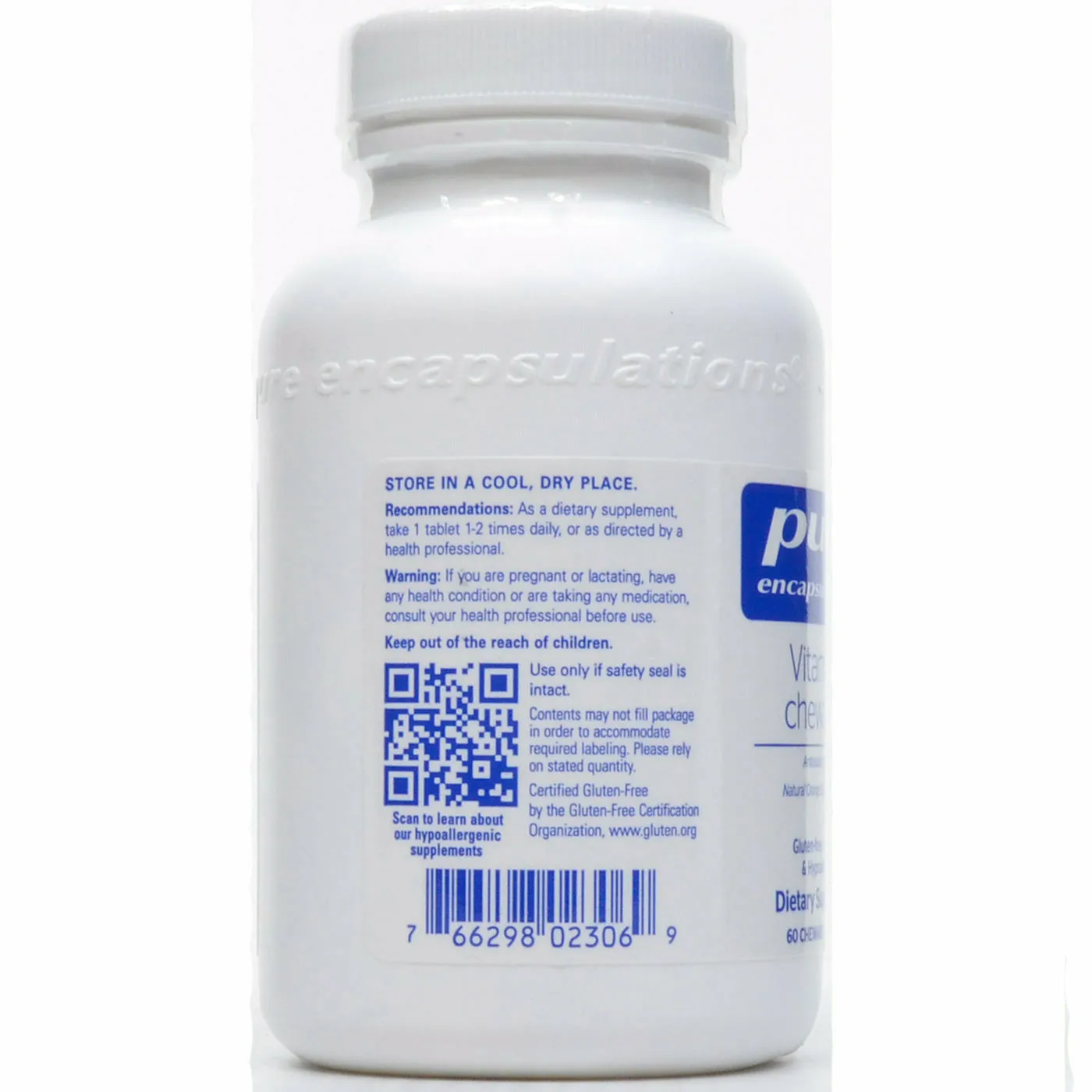 Vitamin C Chewables 60 tabs by Pure Encapsulations