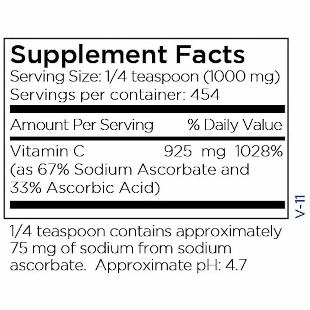 Vitamin C Powder [Reduced Acidity] 1 lb by Metabolic Maintenance