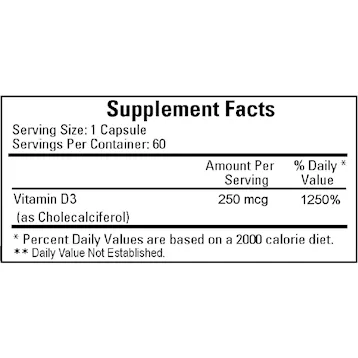 Vitamin D3 10.000 IU 60 caps by Ecological Formulas