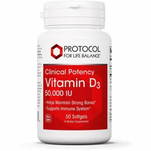 Vitamin D3 50.000 IU 50 softgels by Protocol For Life Balance