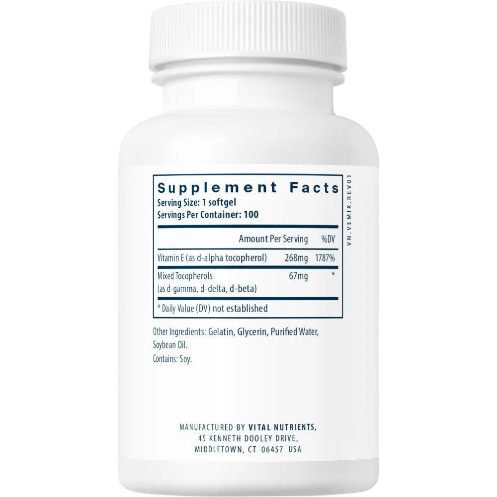 Vitamin E 400 IU (Mixed) 100 gels by Vital Nutrients