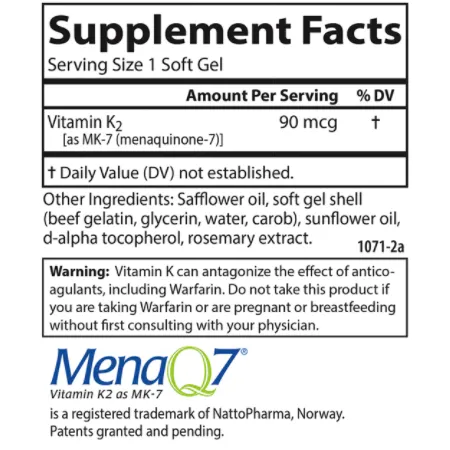 Vitamin K2 as MK-7 120 softgels by Carlson Labs