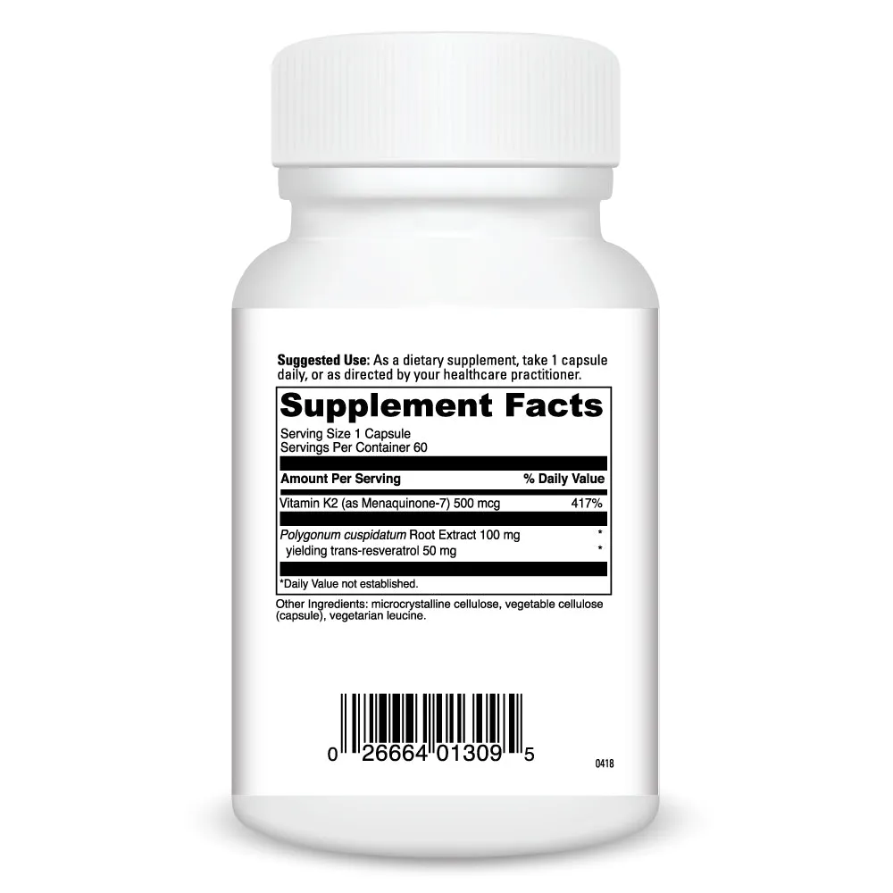 Vitamin K2 Resveratrol 60 caps by Davinci Labs